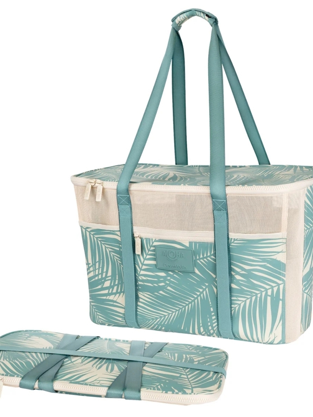 NWT ALOHA Collection + CleverMade Collapsible Beach Tote | Teal | 42 L